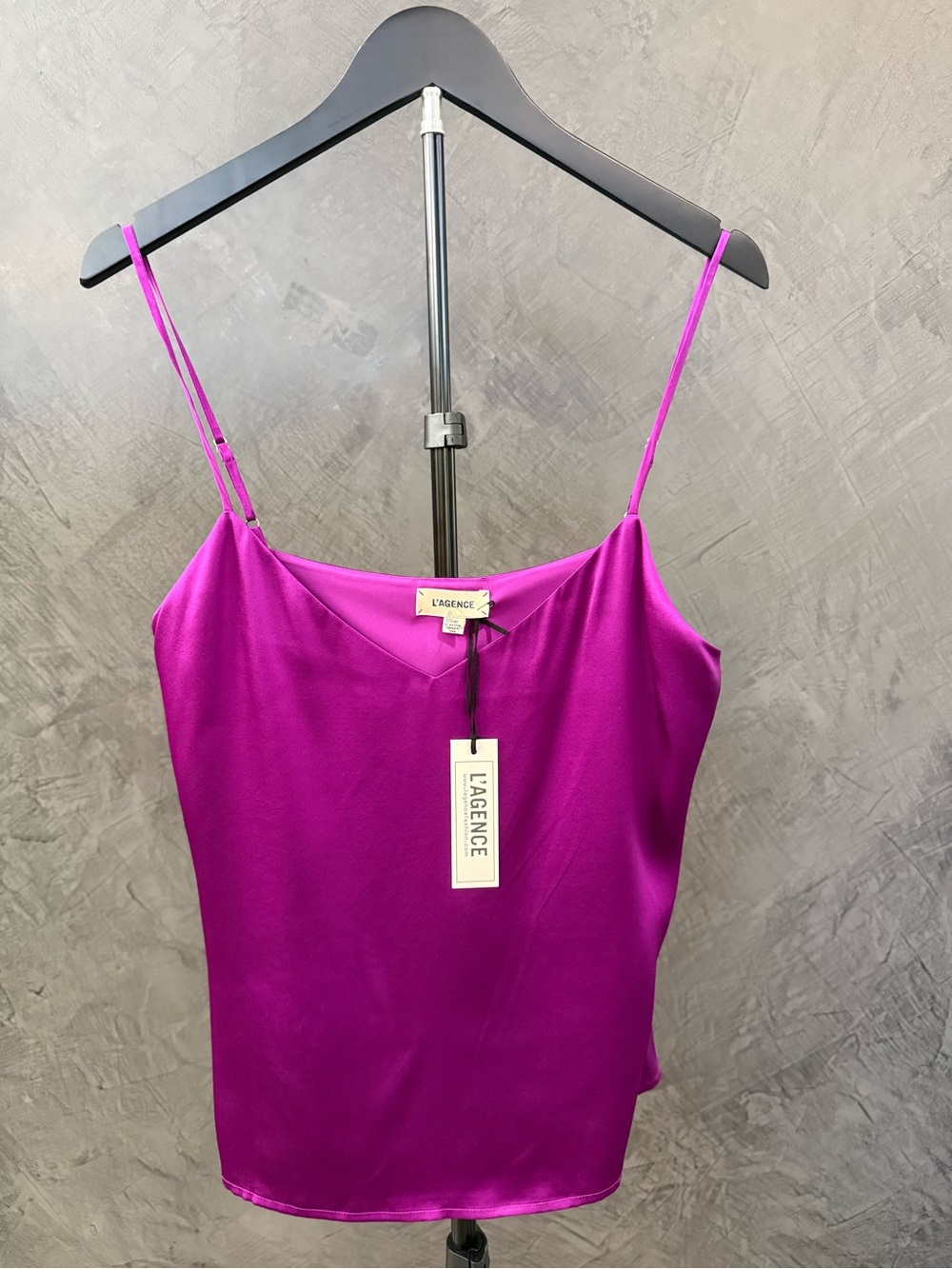 NWT L'AGENCE Bright Plum Silk Spaghetti-Strap Cami size M